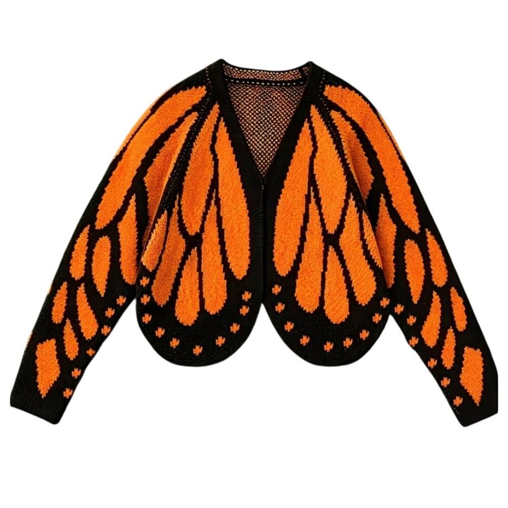 Monarch Butterfly Cardigan M NWT